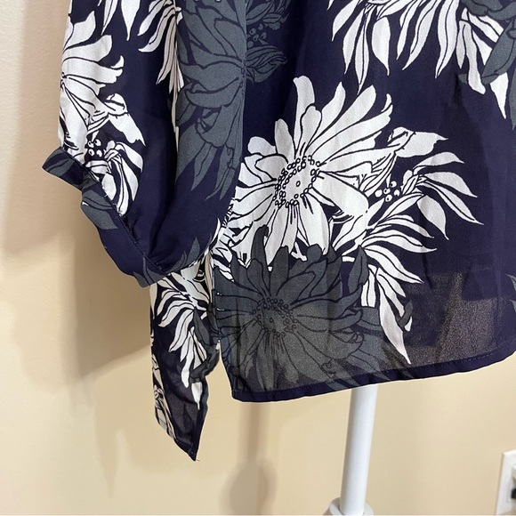 Ann Taylor Loft Purple Floral Print Blouse - Picture 3 of 11